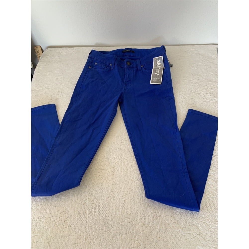 7 For All Mankind The Skinny Coated Jeans AU0150660C Size 27‎ NWT Blue